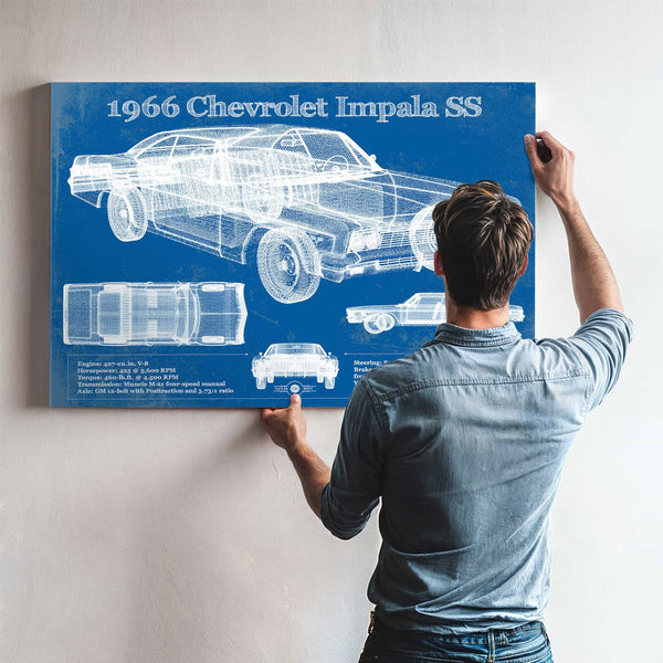 1966 Chevrolet Impala SS Blueprint Vintage Auto Print