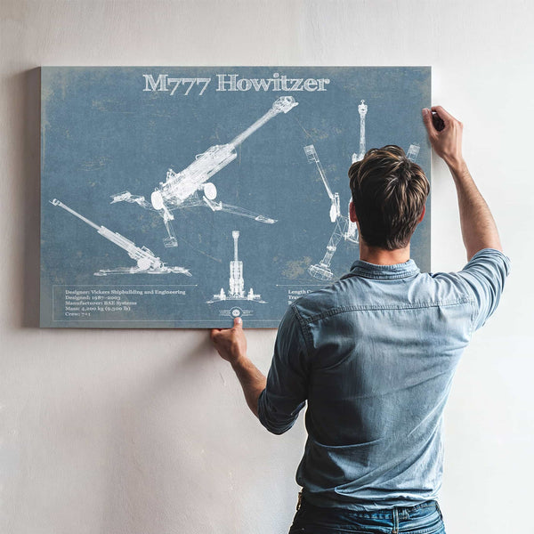 M777 155mm Howitzer Blueprint Vintage Military Print