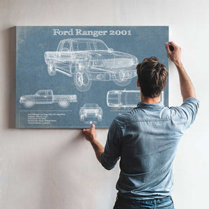 Ford Ranger 2001 Blueprint Vintage Auto Print