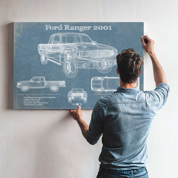 Ford Ranger 2001 Blueprint Vintage Auto Print