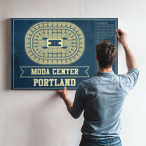 Portland Trail Blazers Moda Center Vintage Basketball Blueprint NBA Print