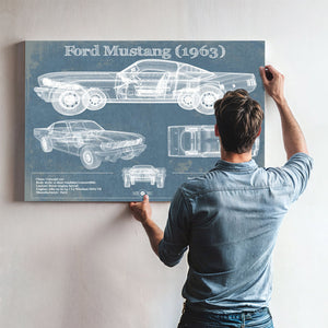 Ford Mustang 1963 Original Blueprint Art