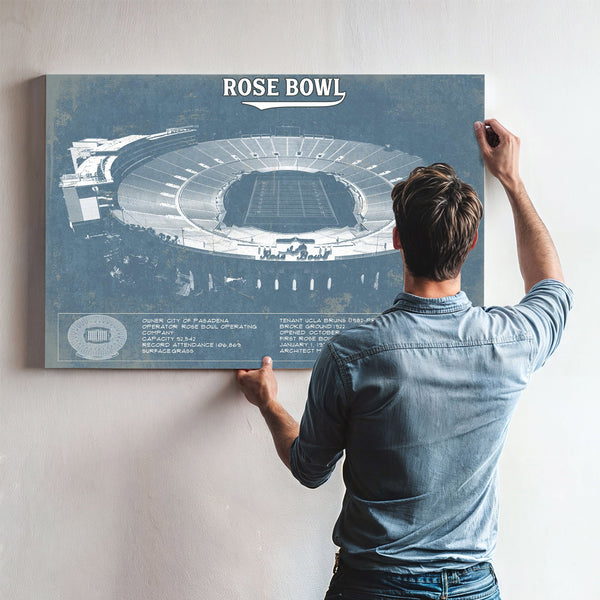 UCLA Bruins Art - Rose Bowl Vintage Stadium Blueprint Art Print