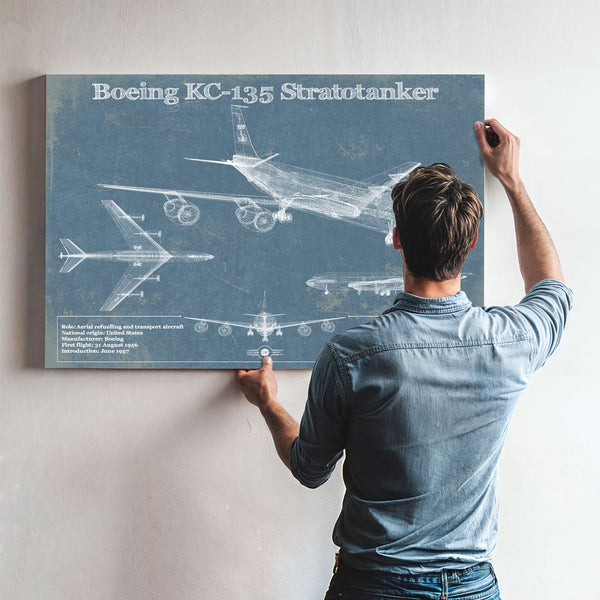 Boeing KC-135 Stratotanker Aviation Blueprint Print - Custom Pilot Name Can Be Added