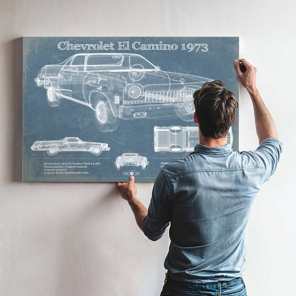 Chevrolet El Camino 1973 Vintage Blueprint Auto Print