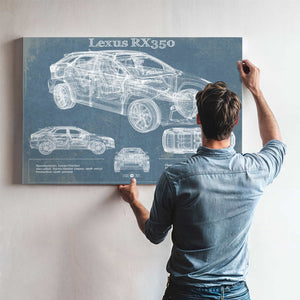 Lexus Rx350 Vintage Blueprint Auto Print
