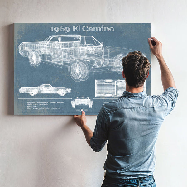 1969 El Camino Vintage Blueprint Auto Print