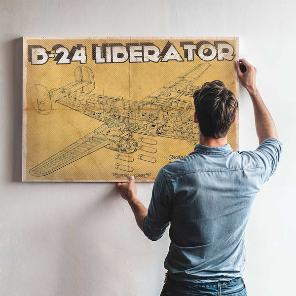 Vintage B-24 Liberator Bomber Military Print
