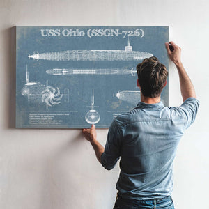 USS Ohio (SSGN-726) Blueprint Original Military Wall Art - Customizable