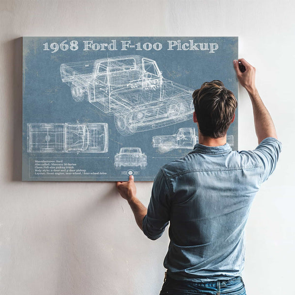 1968 Ford F-100 Pickup Vintage Blueprint Auto Print