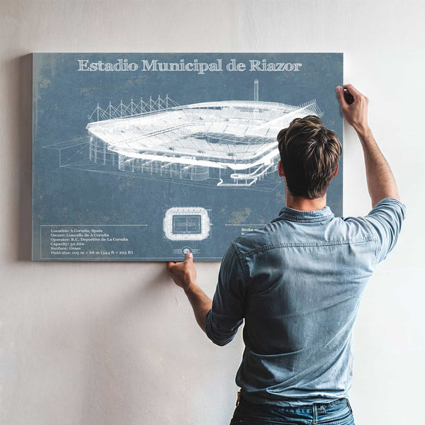 Estadio Municipal De Riazor Stadium Blueprint Vintage Soccer (Football) Print