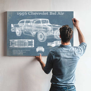 1956 Chevrolet Bel Air Blueprint Vintage Auto Print