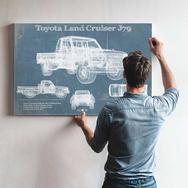 Toyota Land Cruiser J79 Blueprint Vintage Auto Print