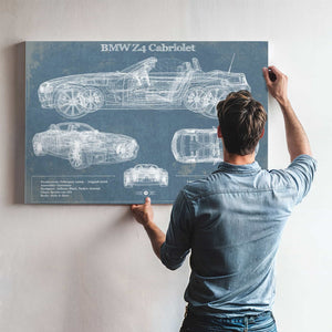 BMW Z4 Cabriolet Vintage Blueprint Auto Print