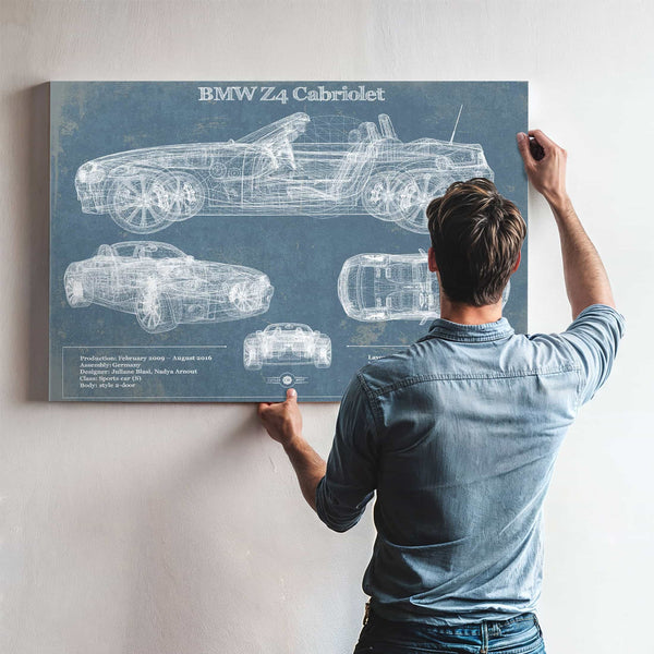 BMW Z4 Cabriolet Vintage Blueprint Auto Print