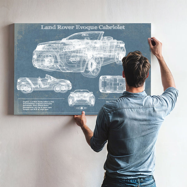 Land Rover Evoque Cabriolet Blueprint Vintage Auto Print