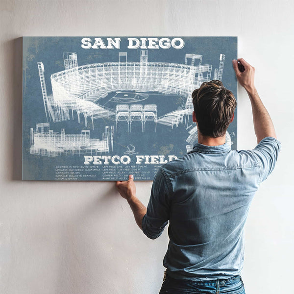 San Diego Padres - Petco Park Vintage Stadium Blueprint Baseball Print