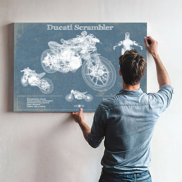 Ducati Scrambler Vintage Blueprint Motorcycle Patent Print