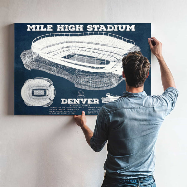 Vintage Denver Broncos Mile High Stadium Football Print