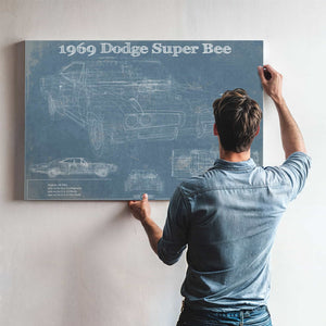 1969 Dodge Super Bee Blueprint Vintage Auto Print