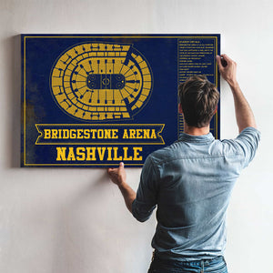 Nashville Predators Bridgestone Arena Seating Chart - Vintage Hockey Team Color Print