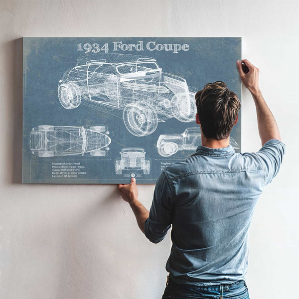 1934 Ford Coupe Vintage Blueprint Auto Print