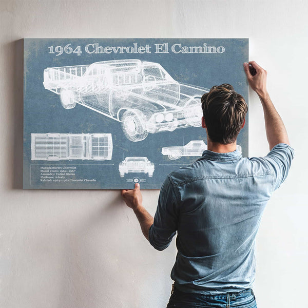 1964 Chevrolet El Camino Vintage Blueprint Auto Print