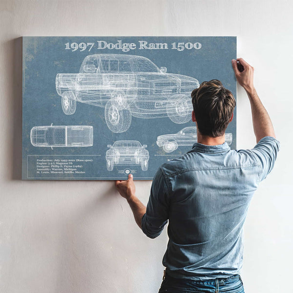 1997 Dodge Ram 1500 Vintage Blueprint Auto Print