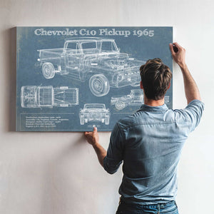 1965 Chevrolet C10 Pickup Vintage Blueprint Auto Print