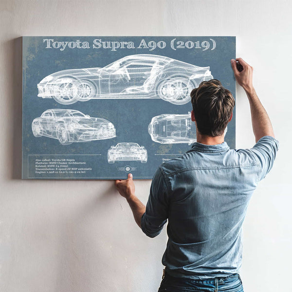 Toyota Supra A90 2019 Blueprint Vintage Auto Print
