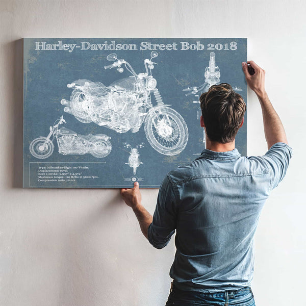 Harley-Davidson Street Bob 2018 Blueprint Motorcycle Patent Print