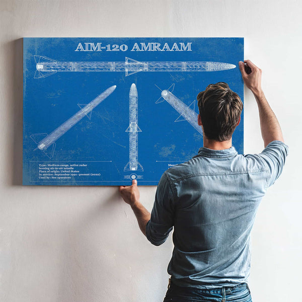 AIM-120 AMRAAM Blueprint Vintage Missile Print