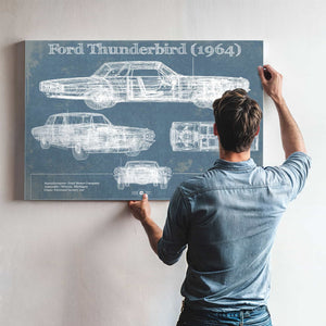 Ford Thunderbird (1964) Vintage Blueprint Auto Print