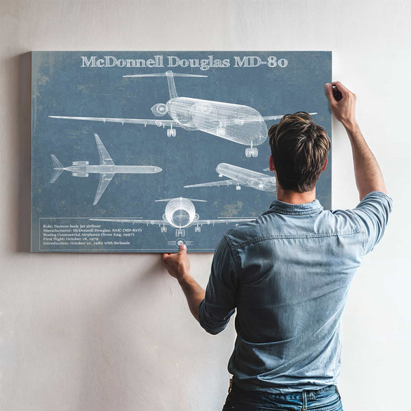 McDonnell Douglas MD-80 Vintage Aviation Blueprint Print