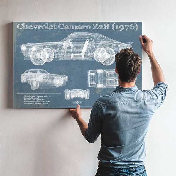 Chevrolet Camaro Z28 1976 Vintage Blueprint Auto Print