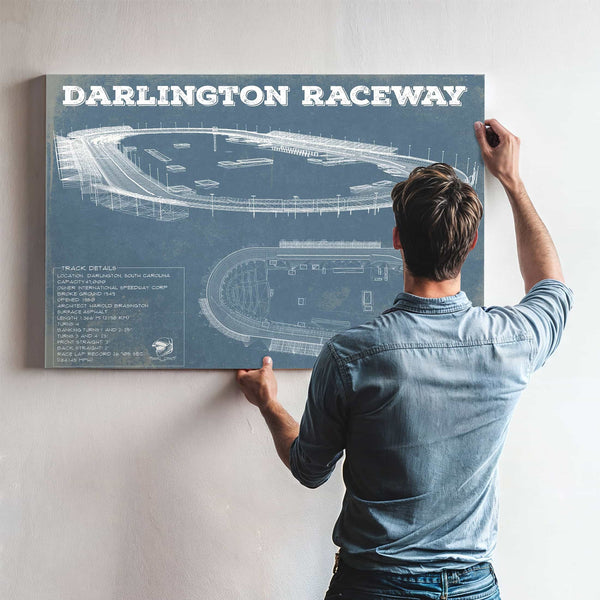 Darlington Raceway Charcoal Blueprint NASCAR Race Track Print