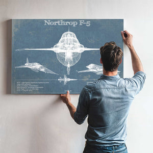 Northrop F-5 Aircraft Blueprint Original Military Wall Art