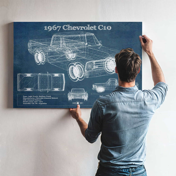 1967 Chevy C10 Shortbed Vintage Blueprint Truck Print