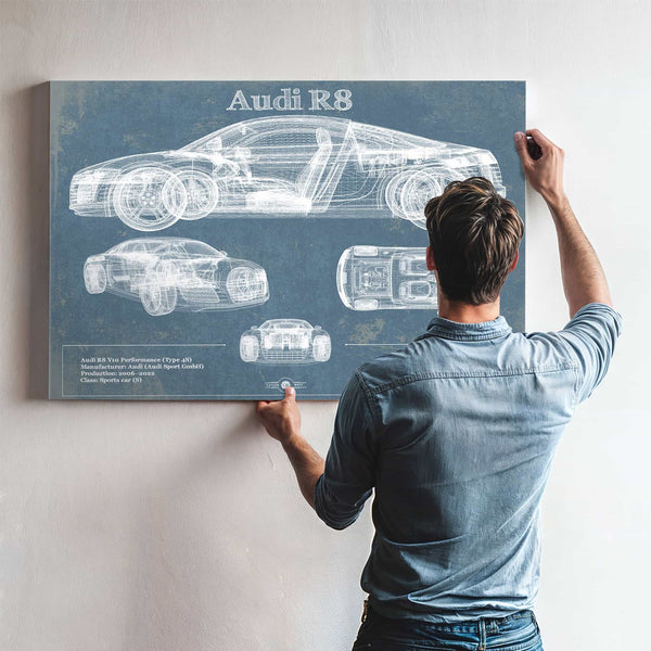 Audi R8 Vintage Blueprint Auto Print