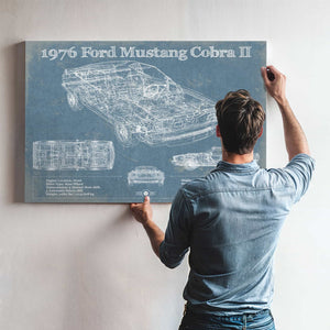 1976 Ford Mustang Cobra II Blueprint Vintage Auto Print