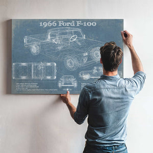 1966 Ford F-100 Vintage Blueprint Auto Print