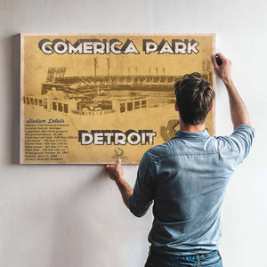 Vintage Detroit Tigers Comerica Park Baseball Print
