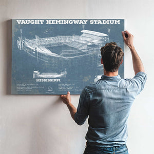 Vaught-Hemingway Stadium - Ole Miss Football Vintage Art Print