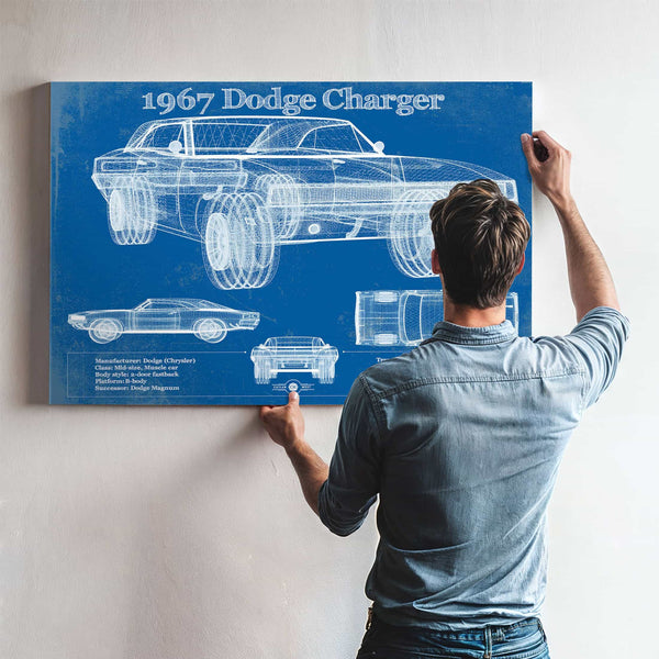 1967 Dodge Charger Vintage Blueprint Auto Print