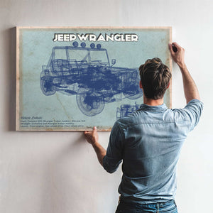 Jeep Wrangler Vintage Blueprint Auto Print