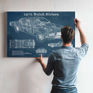 1972 Buick Riviera Boattail Vintage Blueprint Auto Print