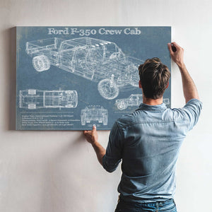 Ford F-350 Crew Cab Vintage Blueprint Auto Print