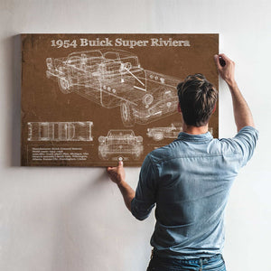 1954 Buick Super Riviera Vintage Blueprint Auto Print