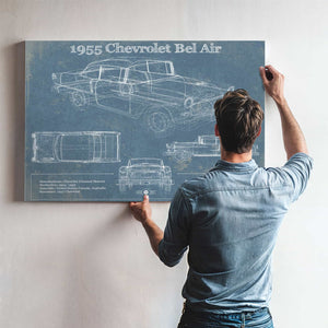 1955 Chevrolet Bel Air Blueprint Vintage Auto Print
