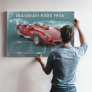 Maserati 450s 1956 Original Vintage Car Blueprint